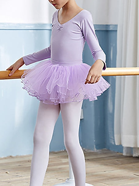 Ballet Skirts Kids' Dancewear Pure Color Tulle Long Sleeve Girls' Performance Cotton Blend