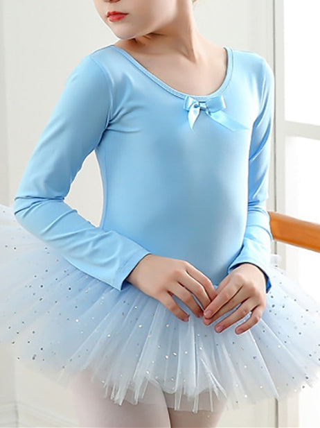 Kids' Dancewear Dress Splicing Long Sleeve Girls' Performance Cotton Blend Tulle