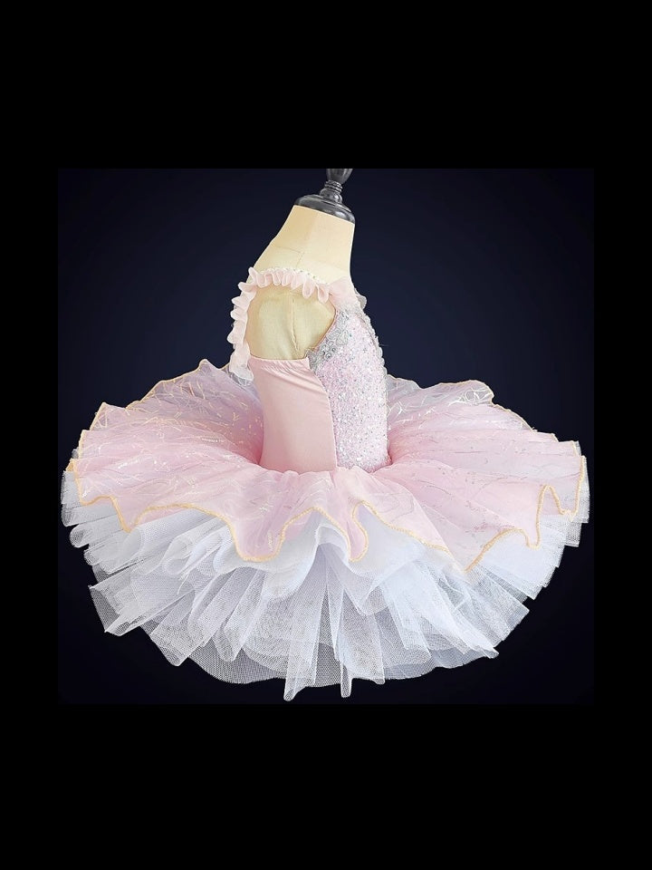 Kids' Dancewear Ballet Dance Dress Paillette Tulle Square Sleeveless Girls' Performance  Spandex Organza