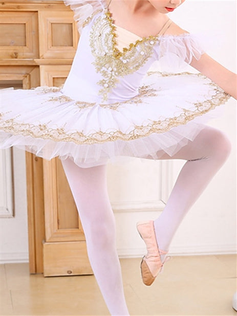 Kids' Dancewear Ballet Dress Pearls Crystals/Rhinestones Sequins Sleeveless Girls' Performance & Spandex Organza