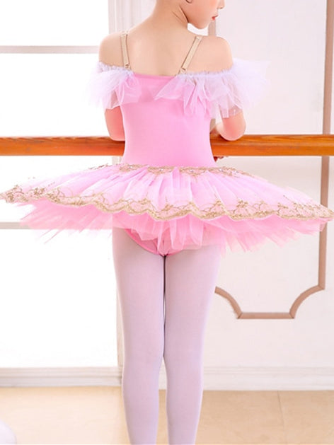 Kids' Dancewear Ballet Dress Pearls Crystals/Rhinestones Sequins Sleeveless Girls' Performance & Spandex Organza