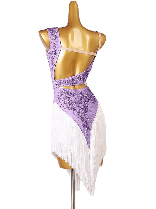 Latin Dance Dress Fringed Tassel Crystals/Rhinestones Women‘s Training Sleeveless