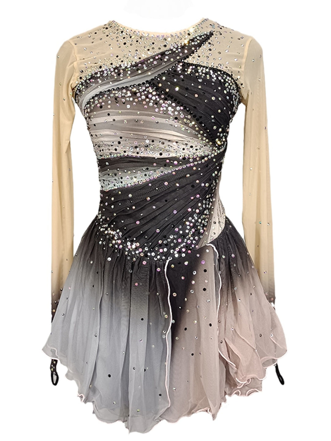 Figure Skating Dress Women's Girls' Ice Skating Dress Grey Patchwork T - Mondressy Figure Skating Dress Women's Girls' Ice Skating Dress Grey Patchwork T - Mondressy