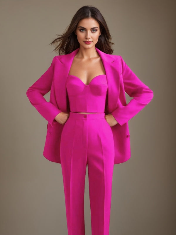 Women's Peak Lapel 3 Piece Prom Suits