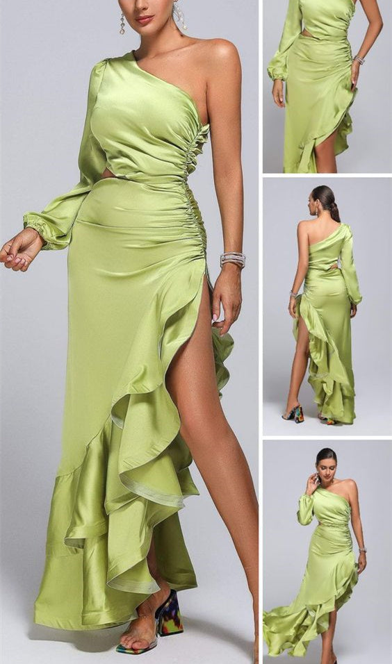Sheath/Column One-Shoulder Floor-length Prom Dresses