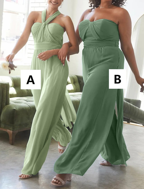 Jumpsuits Halter Floor-length Long Bridesmaid Dresses