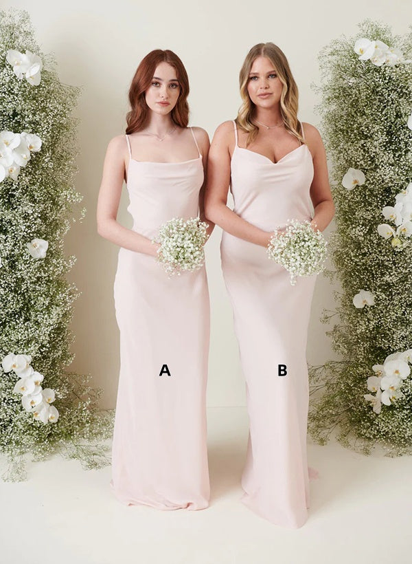 Sheath/Column Spaghetti Straps Floor-length Long Bridesmaid Dresses