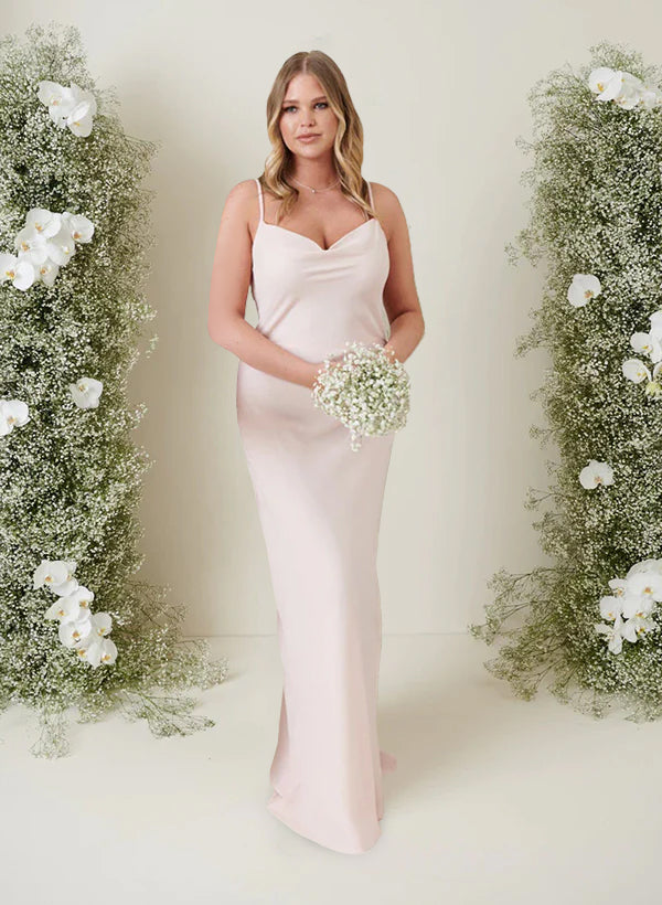Sheath/Column Spaghetti Straps Floor-length Long Bridesmaid Dresses
