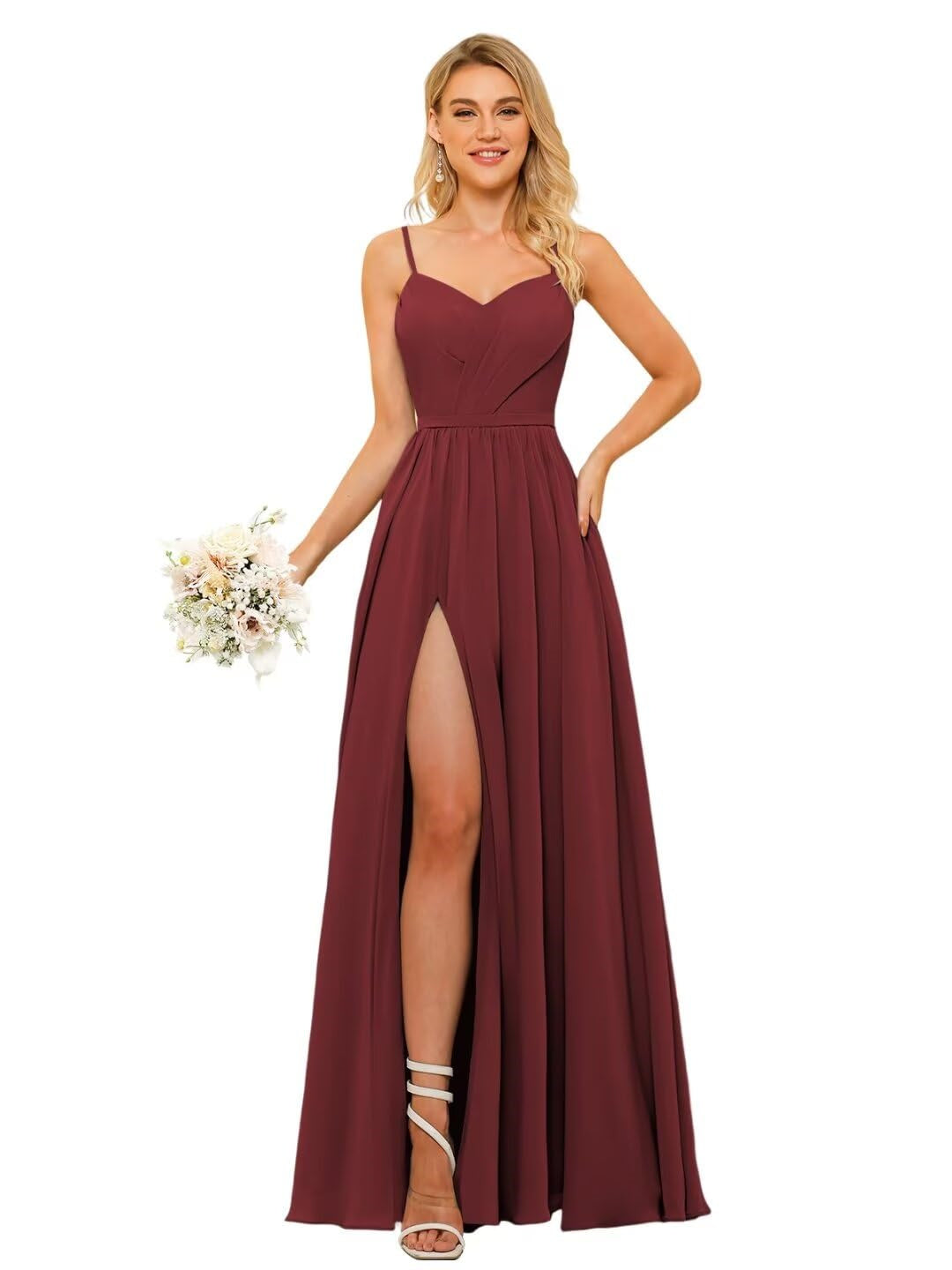 A-Line/Princess Chiffon Square Neckline Sleeveless Floor-Length Bridesmaid Dresses Peacock