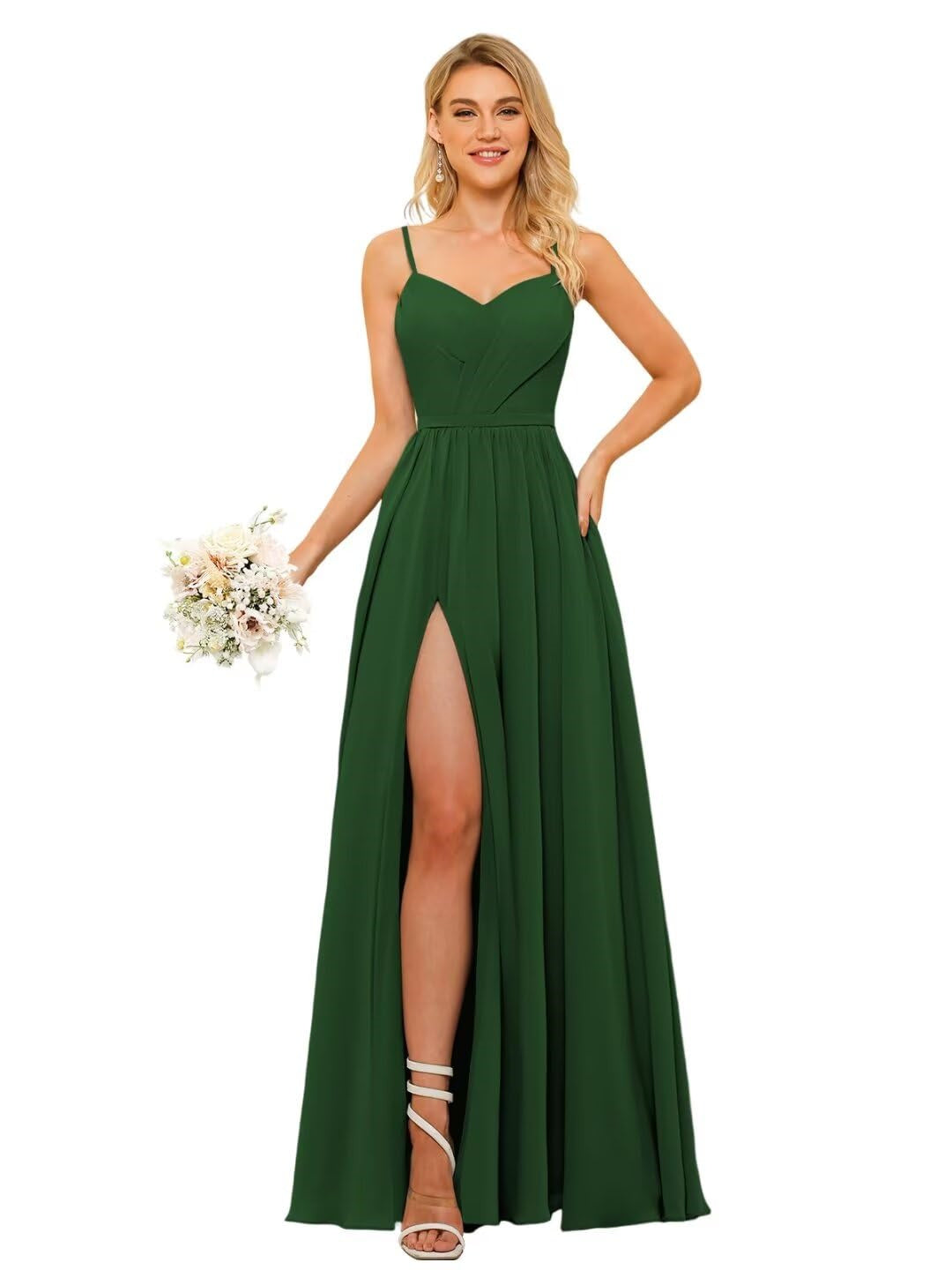 A Line/Princess Chiffon Square Neckline Sleeveless Floor-Length Bridesmaid Dresses