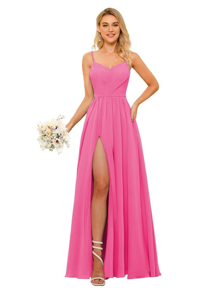 A Line/Princess Chiffon Square Neckline Sleeveless Floor-Length Bridesmaid Dresses