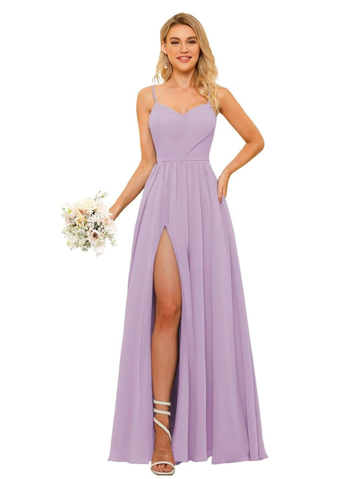 A Line/Princess Chiffon Square Neckline Sleeveless Floor-Length Bridesmaid Dresses