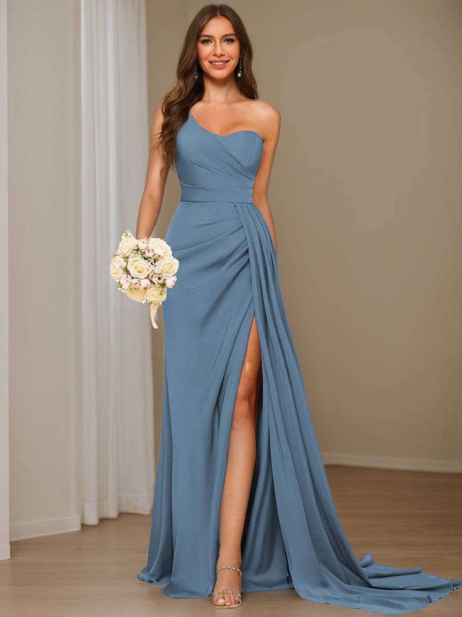 One-Shoulder Bridesmaid Dresses - Mondressy One-Shoulder Bridesmaid Dresses - Mondressy