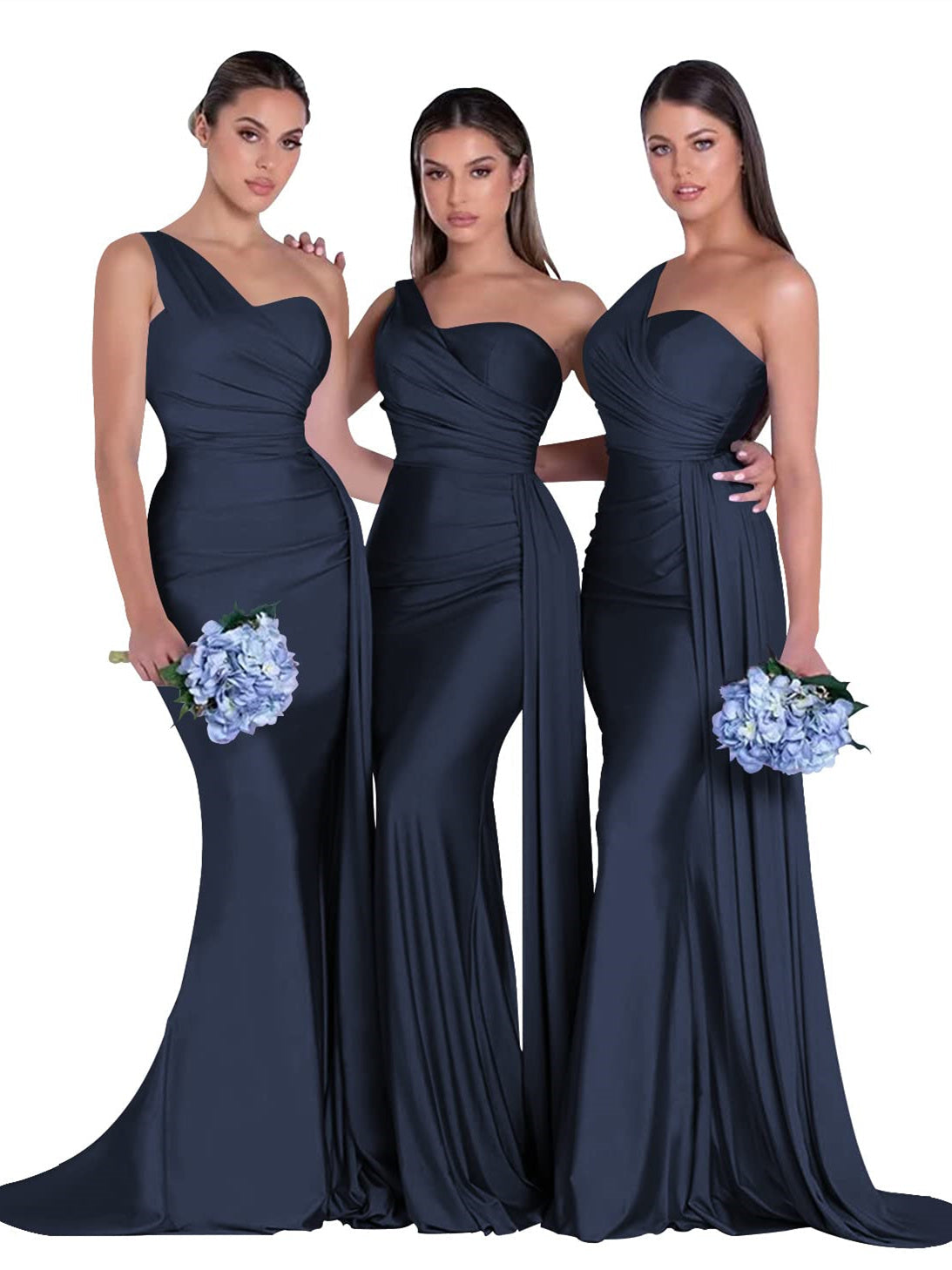 Mermaid/Trumpet Satin One-Shoulder Sleeveless Floor-Length