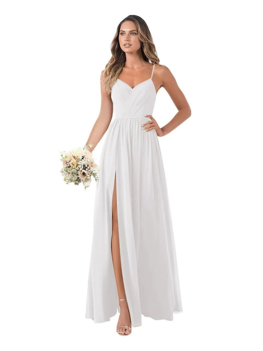 A-Line/Princess Chiffon Sleeveless Floor-Length Bridesmaid Dresses