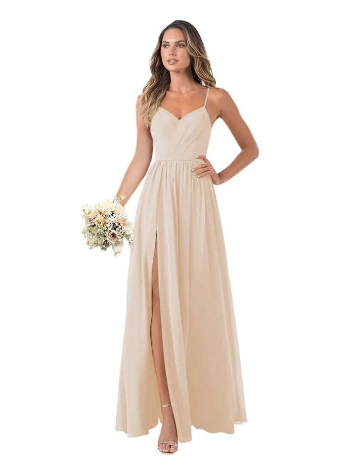 A Line/Princess Chiffon Sleeveless Floor-Length Bridesmaid Dresses