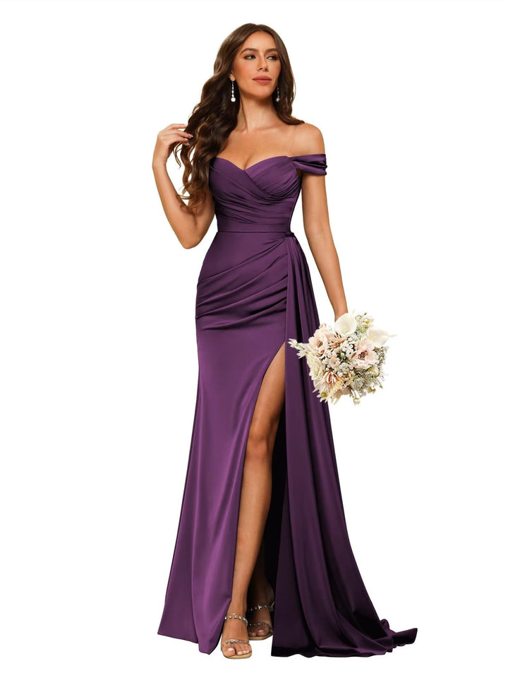 Mermaid/Trumpet Chiffon Satin Sweetheart Neck Sweetheart Floor-Length Bridesmaid Dresses