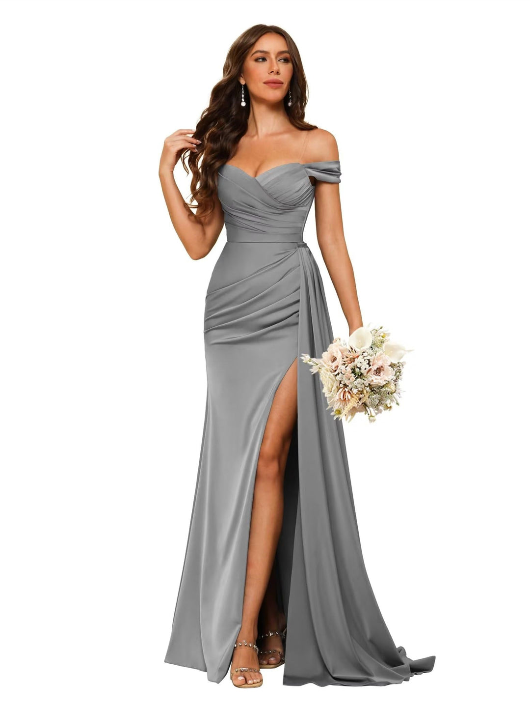 Mermaid/Trumpet Chiffon Satin Sweetheart Neck Sweetheart Floor-Length Bridesmaid Dresses