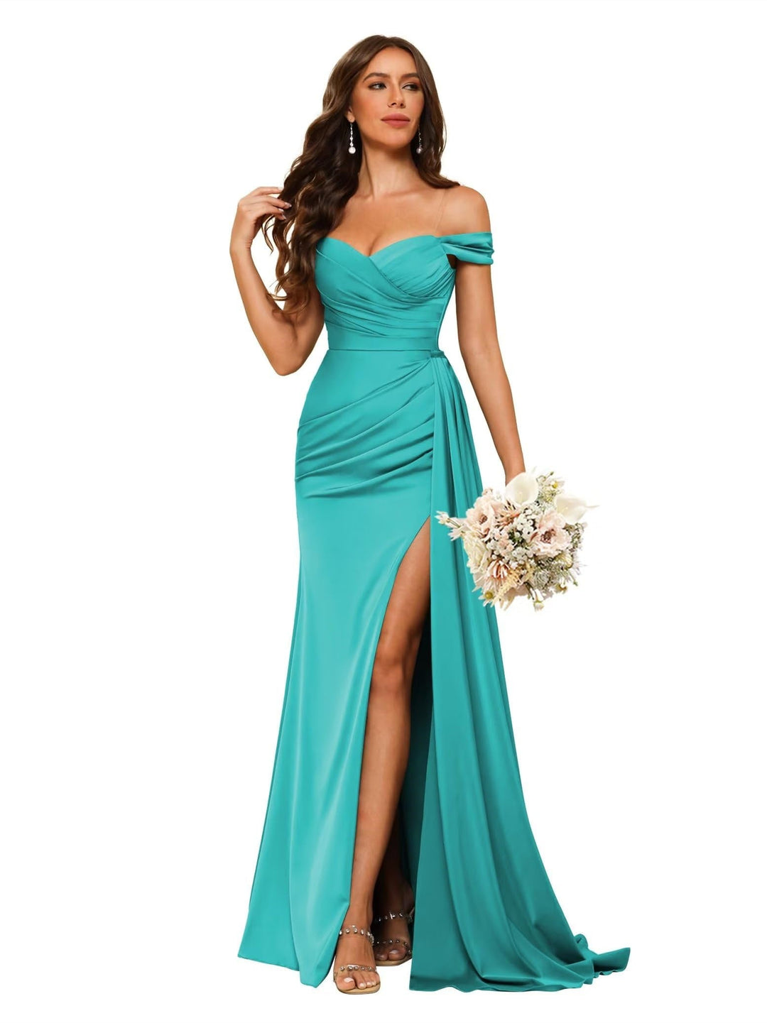 Mermaid/Trumpet Chiffon Satin Sweetheart Neck Sweetheart Floor-Length Bridesmaid Dresses