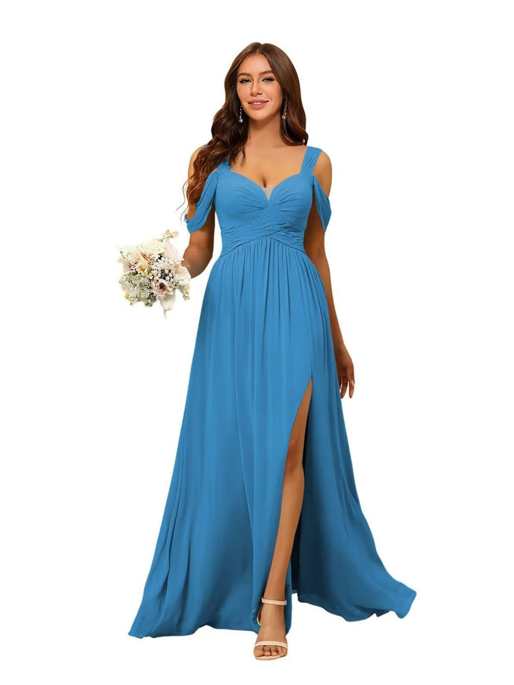 A Line/Princess Chiffon Sweetheart Sleeveless Floor-Length Bridesmaid Dresses