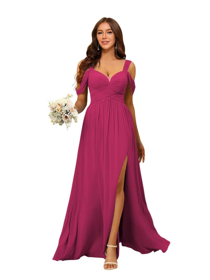 A Line/Princess Chiffon Sweetheart Sleeveless Floor-Length Bridesmaid Dresses