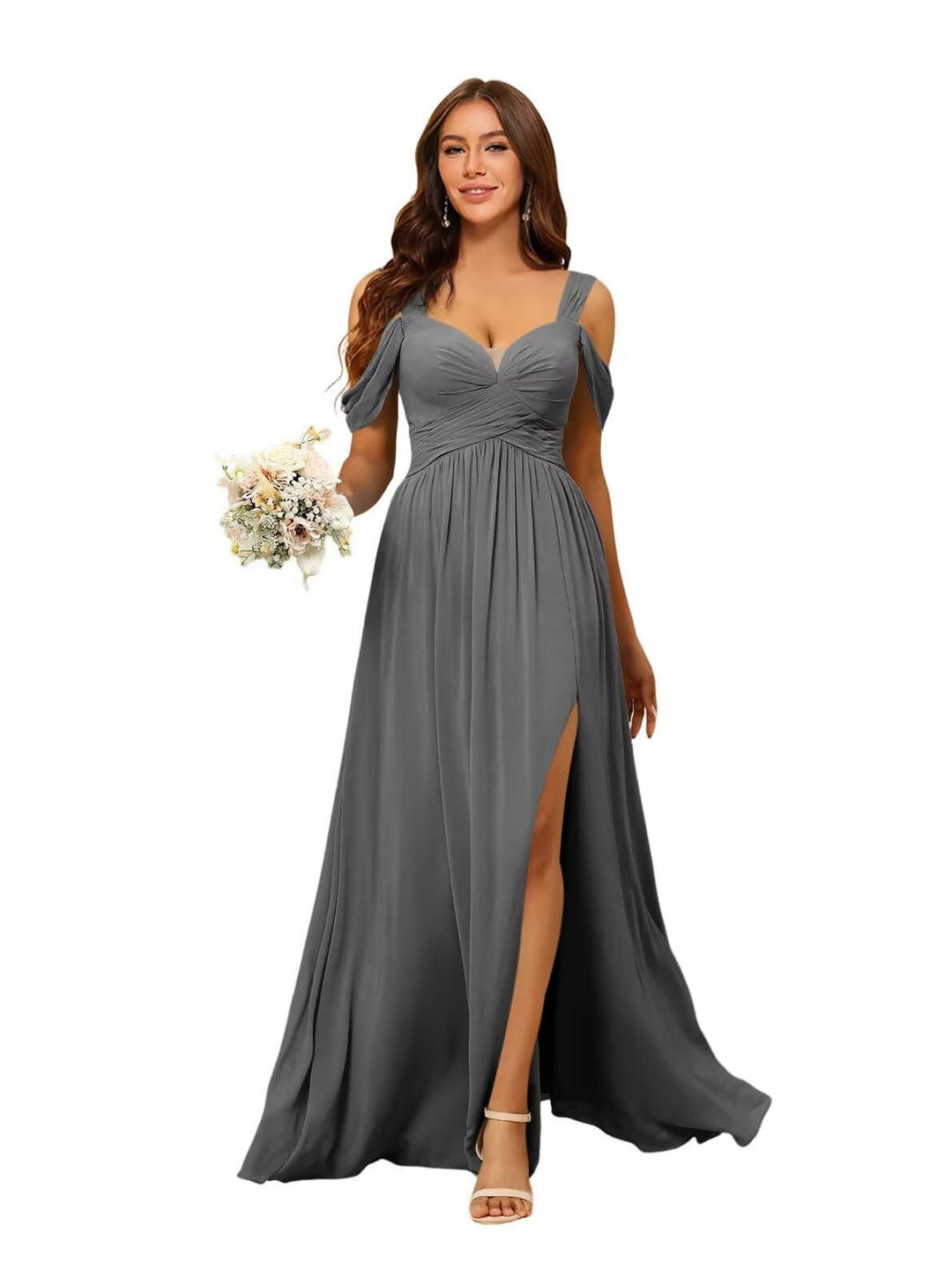 A Line/Princess Chiffon Sweetheart Sleeveless Floor-Length Bridesmaid Dresses