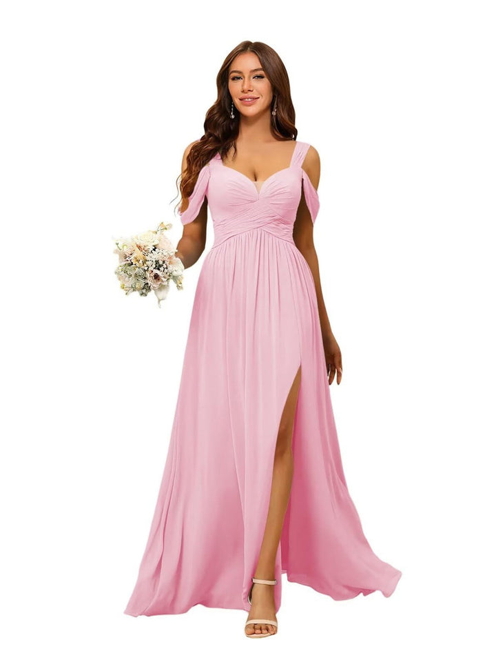 A Line/Princess Chiffon Sweetheart Sleeveless Floor-Length Bridesmaid Dresses