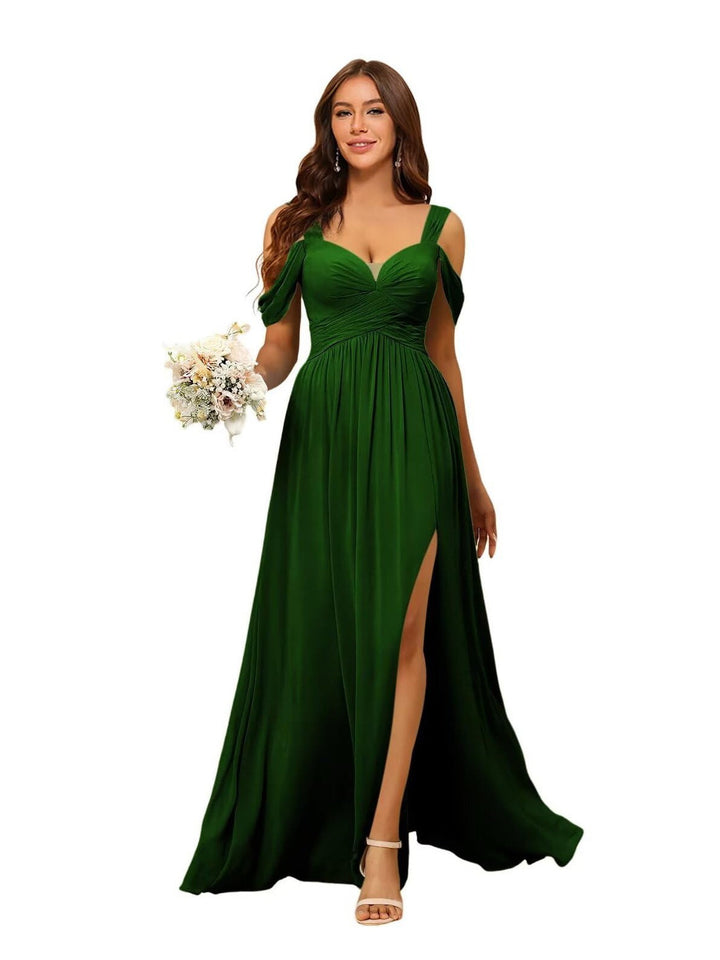 A Line/Princess Chiffon Sweetheart Sleeveless Floor-Length Bridesmaid Dresses