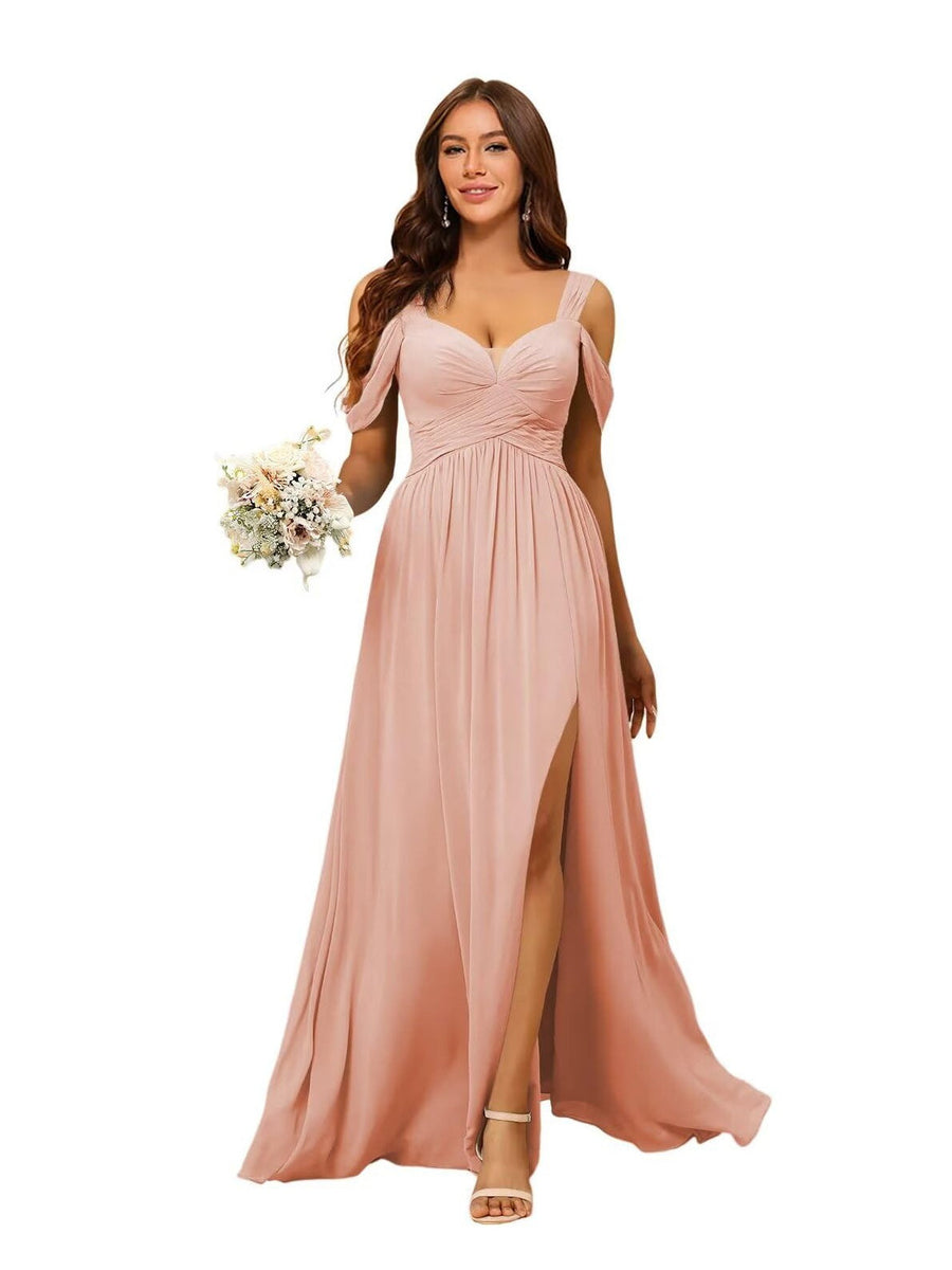 A-Line/Princess Chiffon Sweetheart Sleeveless Floor-Length Bridesmaid Dresses