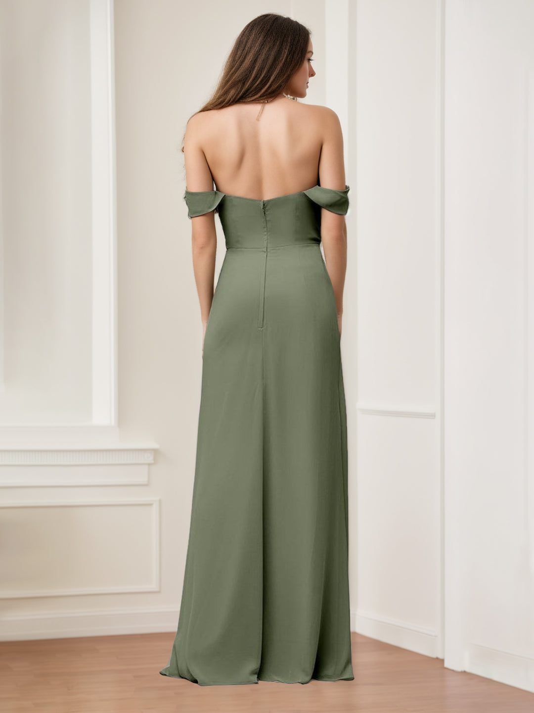 A Line/Princess Sweetheart Neck Sleeveless Floor-Length Long Bridesmaid Dresses with Split Side