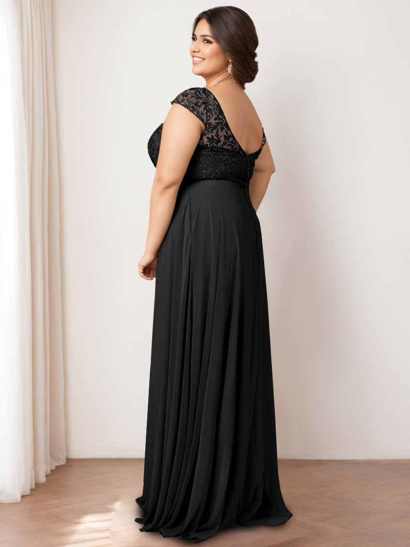 A-Line/Princess Jewel Neck Sleeveless Floor-Length Long Bridesmaid Dre - Mondressy A-Line/Princess Jewel Neck Sleeveless Floor-Length Long Bridesmaid Dre - Mondressy