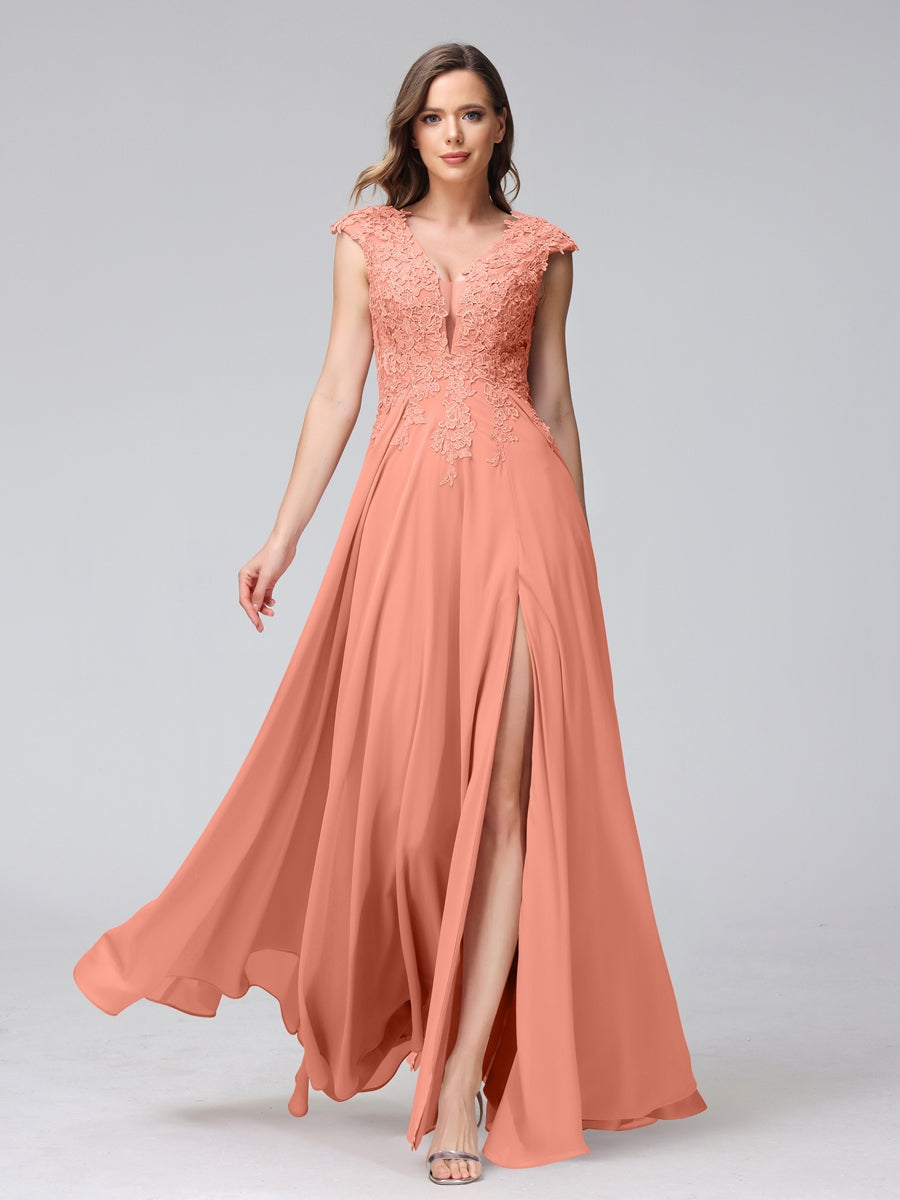 salmon chiffon dress Kristina