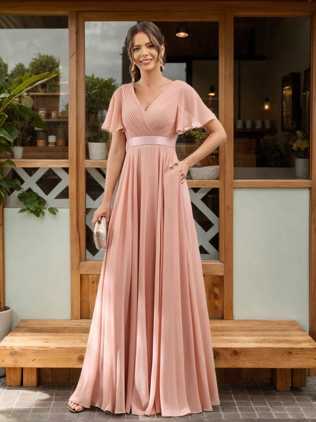 Maxi Bridesmaid Dress Empire Waist Dress Uk Chiffon Bridesmaid Dresses For Women A-Line V-Neck Maxi Bridesmaid Dress Empire Waist Dress Uk Chiffon Bridesmaid Dresses For Women A-Line V-Neck
