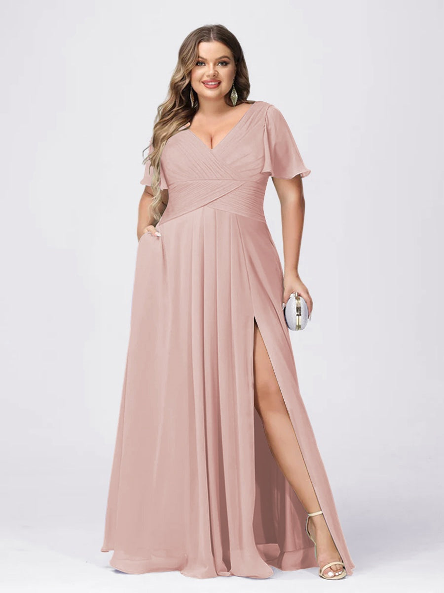 plus size bridesmaid dresses blush pink Six Stories Women's Knot Front Chiffon Bridesmaid Dress