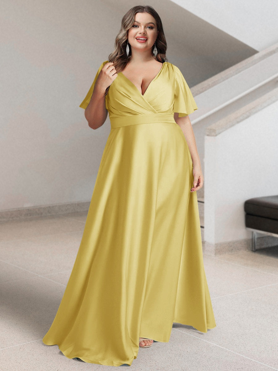 Plus Size Yellow Satin Dress Cicinia Simple Plus Size Emulation Silk Short Bridesmaid Dresses, Marigold Plus Size Yellow Satin Dress Cicinia Simple Plus Size Emulation Silk Short Bridesmaid Dresses, Marigold