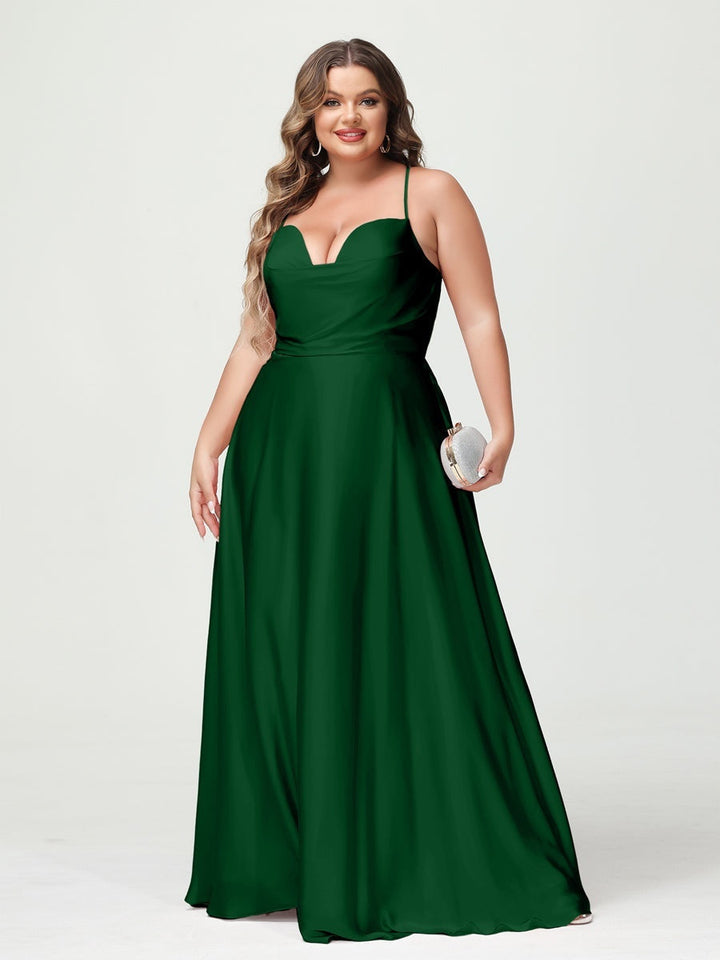 A-Line/Princess Spaghetti Straps Sleeveless Plus Size Bridesmaid Dresses