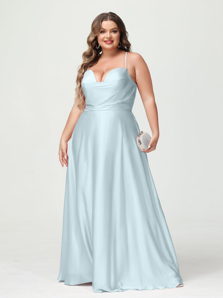 A-Line/Princess Spaghetti Straps Sleeveless Plus Size Bridesmaid Dresses