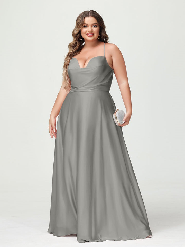 A-Line/Princess Spaghetti Straps Sleeveless Plus Size Bridesmaid Dresses