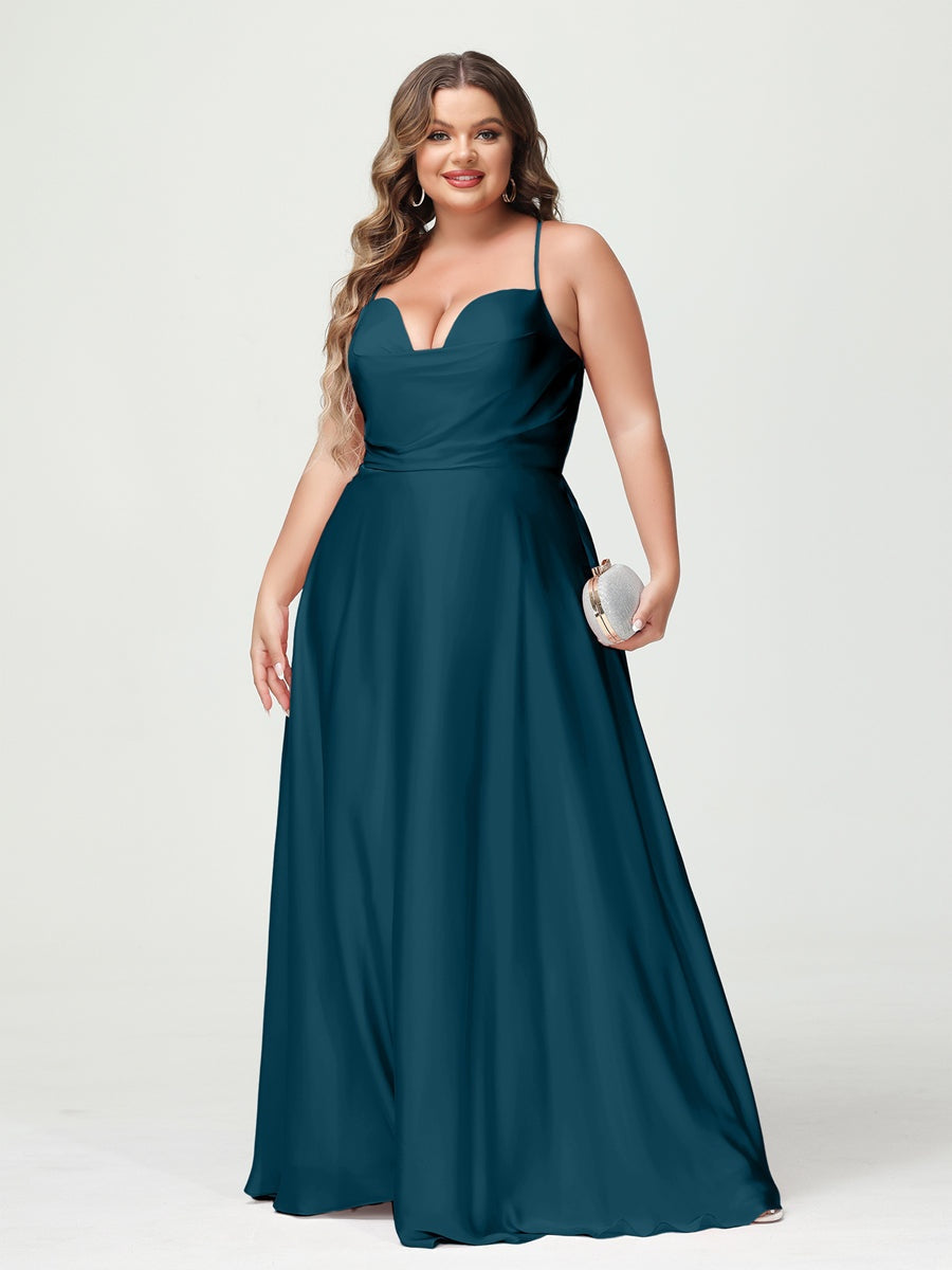 A-Line/Princess Spaghetti Straps Sleeveless Plus Size Bridesmaid Dresses