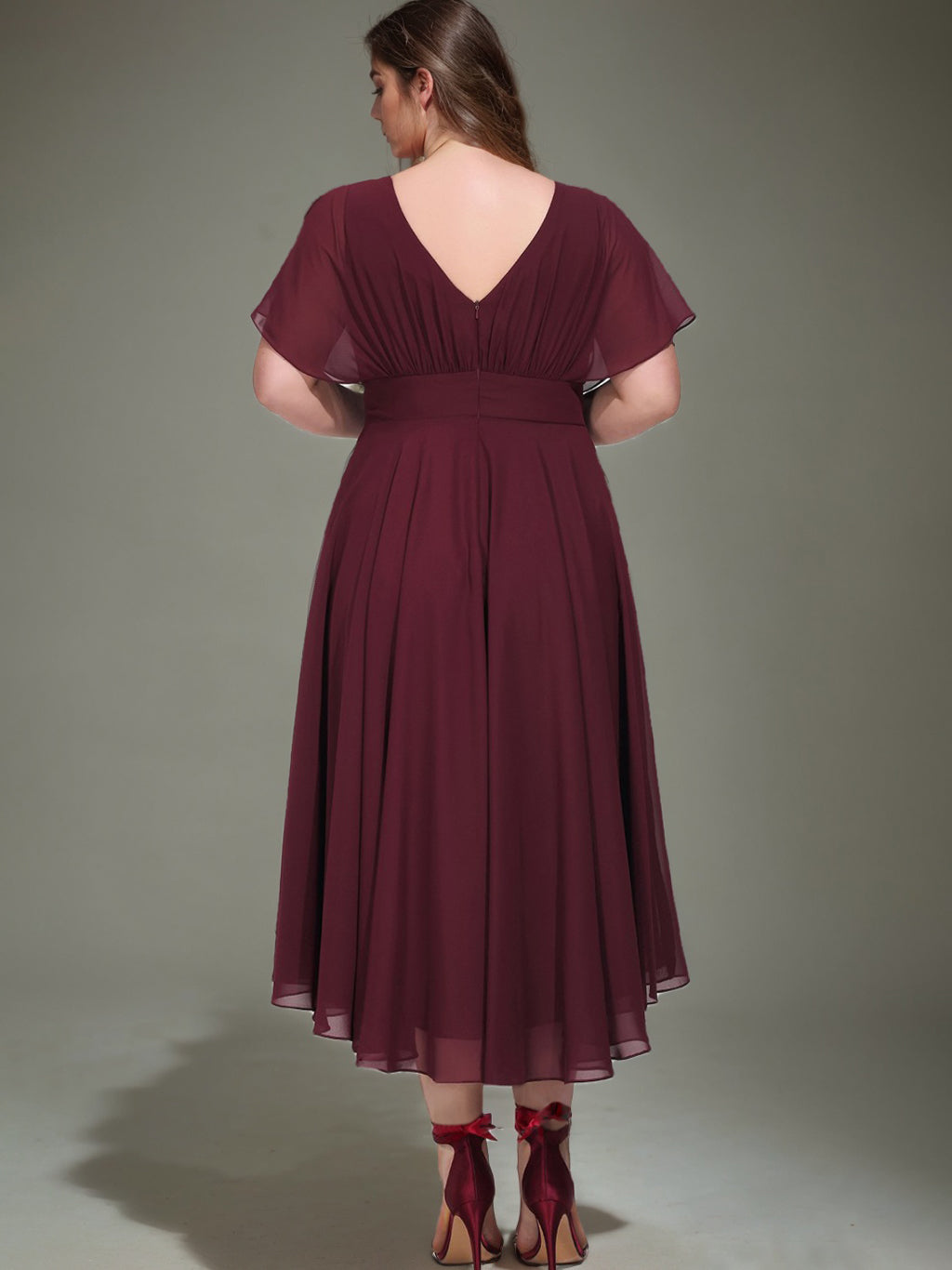 asymmetrical plus size cocktail dresses Bulk Order Asymmetrical A-Line Midi Evening Dresses with Short Sleeves