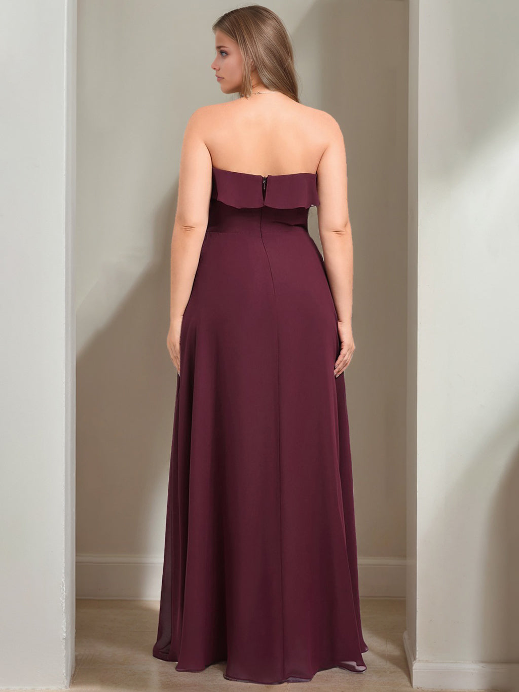 A-Line/Princess Sweetheart Sleeveless Floor-Length Plus Size Bridesmaid Dresses with Ruffles