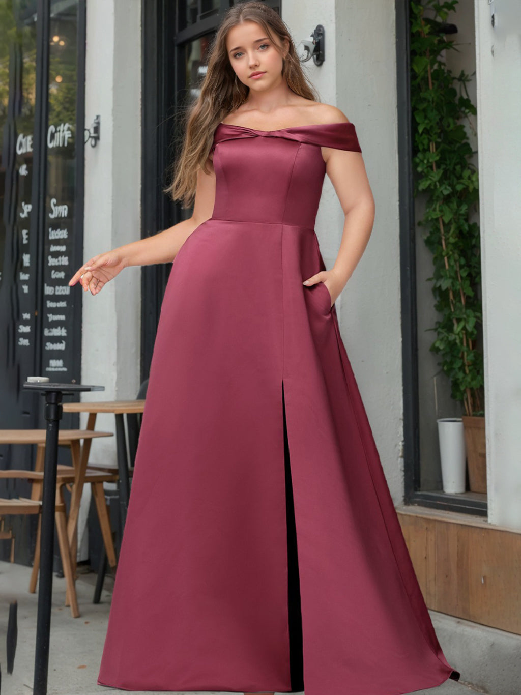 bridesmaid dresses under 35 A-Line One Shoulder Long Lace Chiffon Junior Bridesmaid Dresses