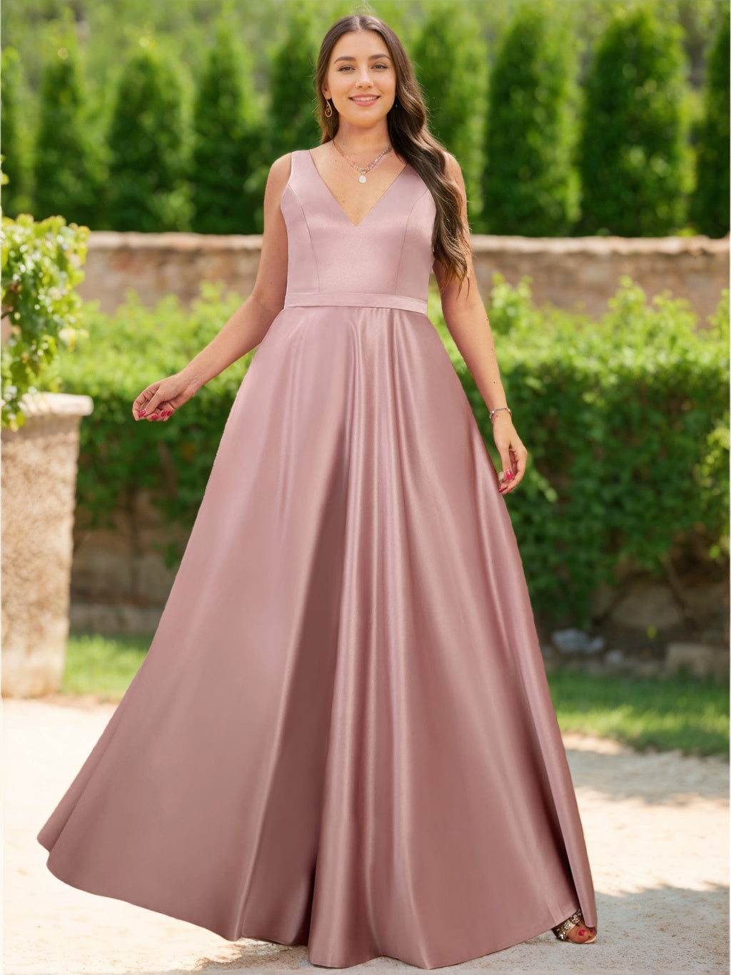 sachin and babi light blue dress Wedtrend Women Plus Size Dusty Rose Flower Long Bridesmaid Dress with Slit  Fitted Corset Ruched Streamer Chiffon Wedding Guest Dress  WEDTREND