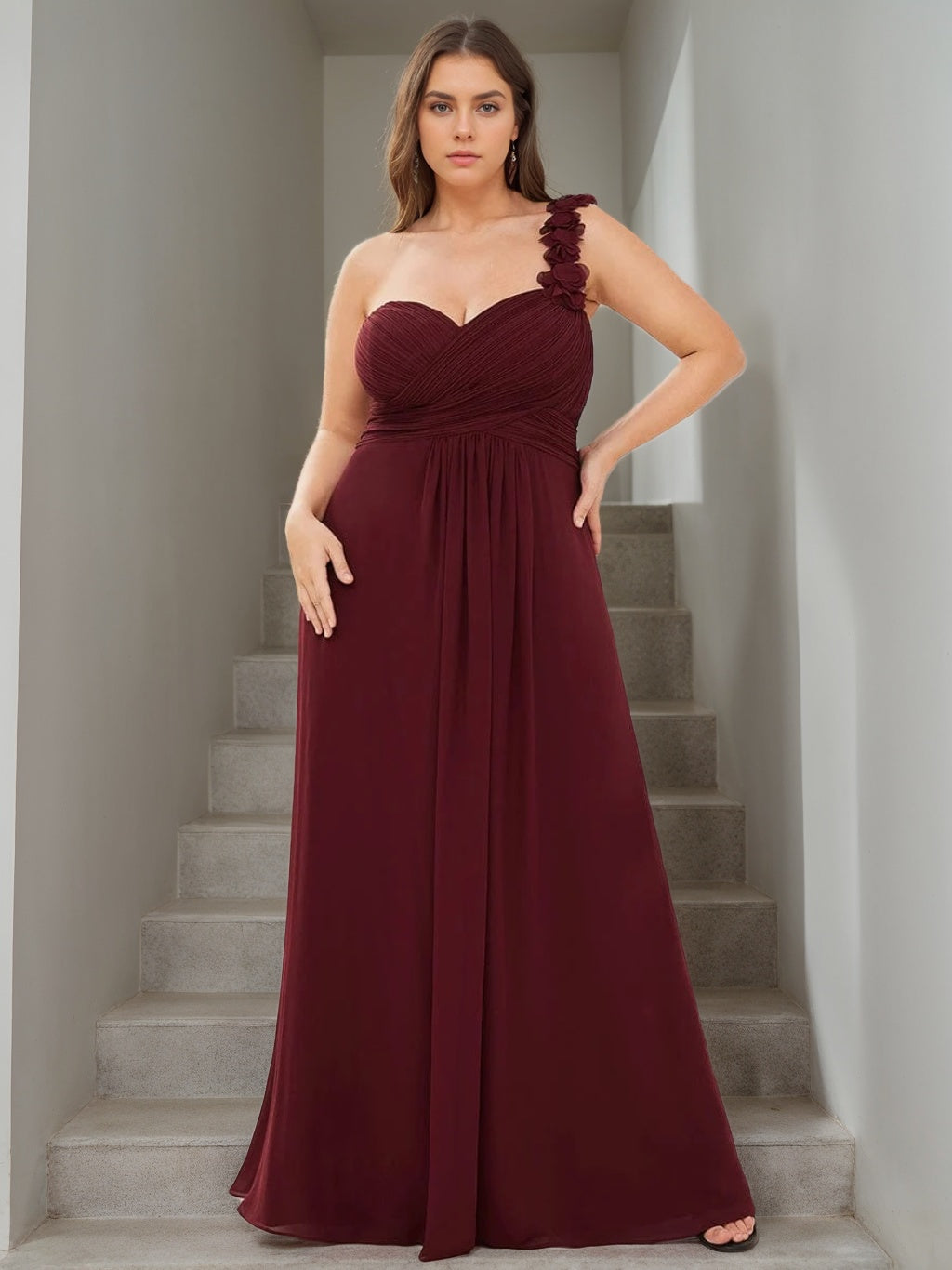 plus size dusty sage bridesmaid dresses Plus Size Burgundy High-Low Dress