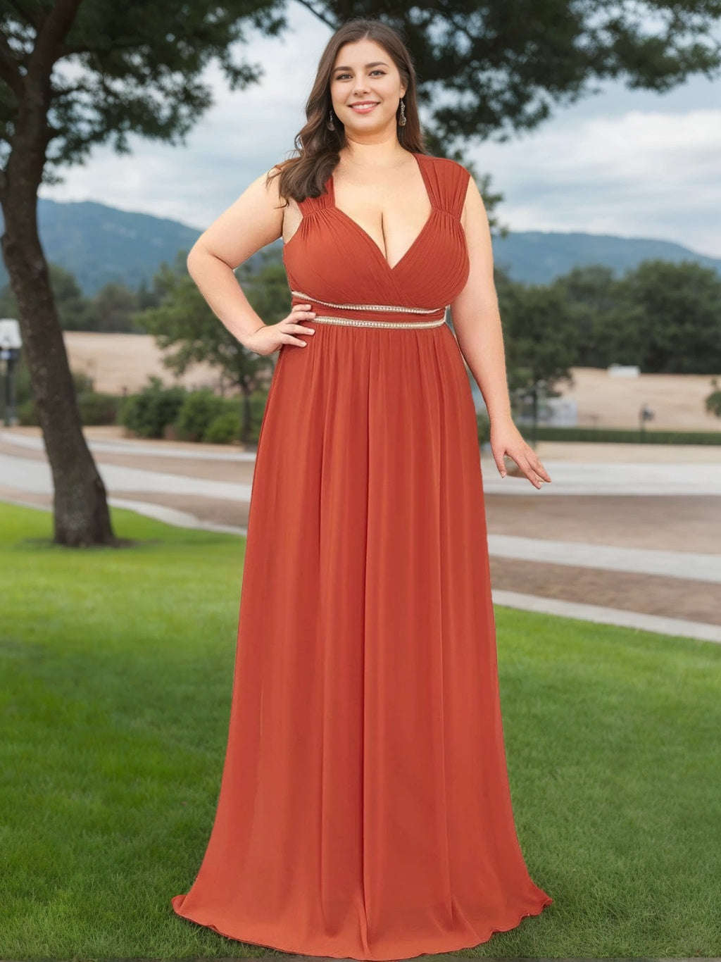 hawaiian wedding bridesmaid dresses Simple Demure Burgundy Plus Size V-Neck Asymmetric Hem Long Sleeve Gow –  Bridal Glee