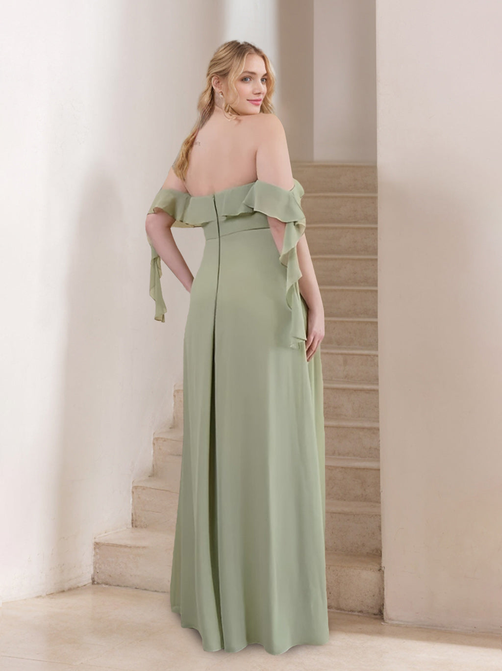 A-Line/Princess Off-the-Shoulder Floor-Length Plus Size Unique Bridesmaid Dresses