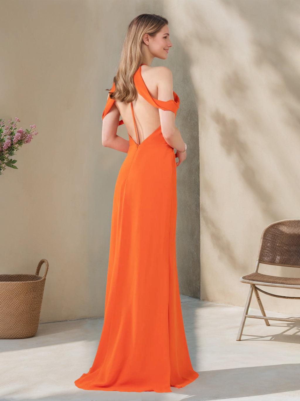 A-Line/Princess Halter Neck Sleeveless Floor-Length Bridesmaid Dresses - Mondressy A-Line/Princess Halter Neck Sleeveless Floor-Length Bridesmaid Dresses - Mondressy