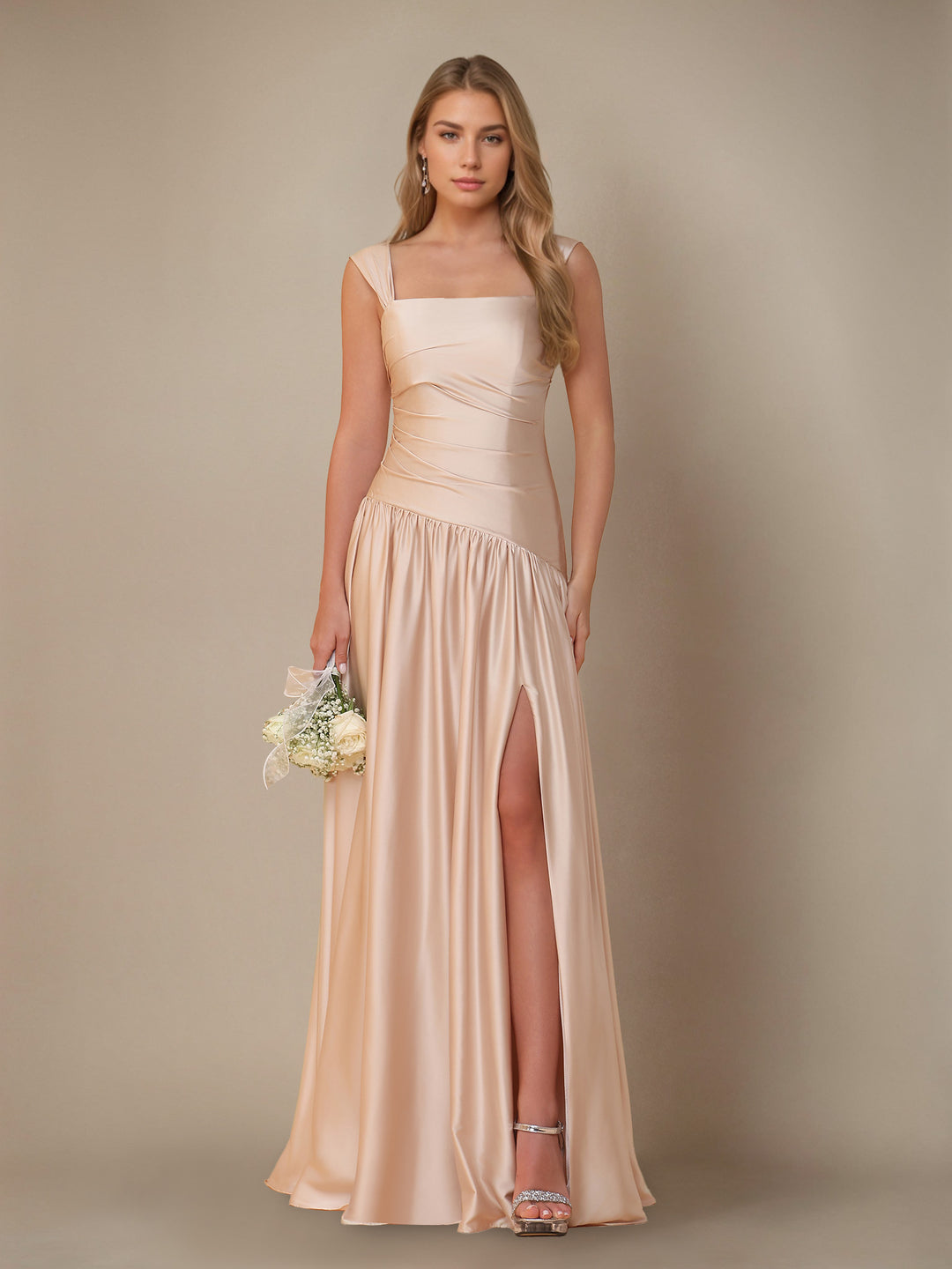 Off-the-Shoulder Bridesmaid Dresses 2026 Women's A-Line/Princess Sleeveless Floor-Length Silk Satin Formal Wedding Guest Evening Gowns, As Pic Off-the-Shoulder Bridesmaid Dresses 2026 Women's A-Line/Princess Sleeveless Floor-Length Silk Satin Formal Wedding Guest Evening Gowns, As Pic