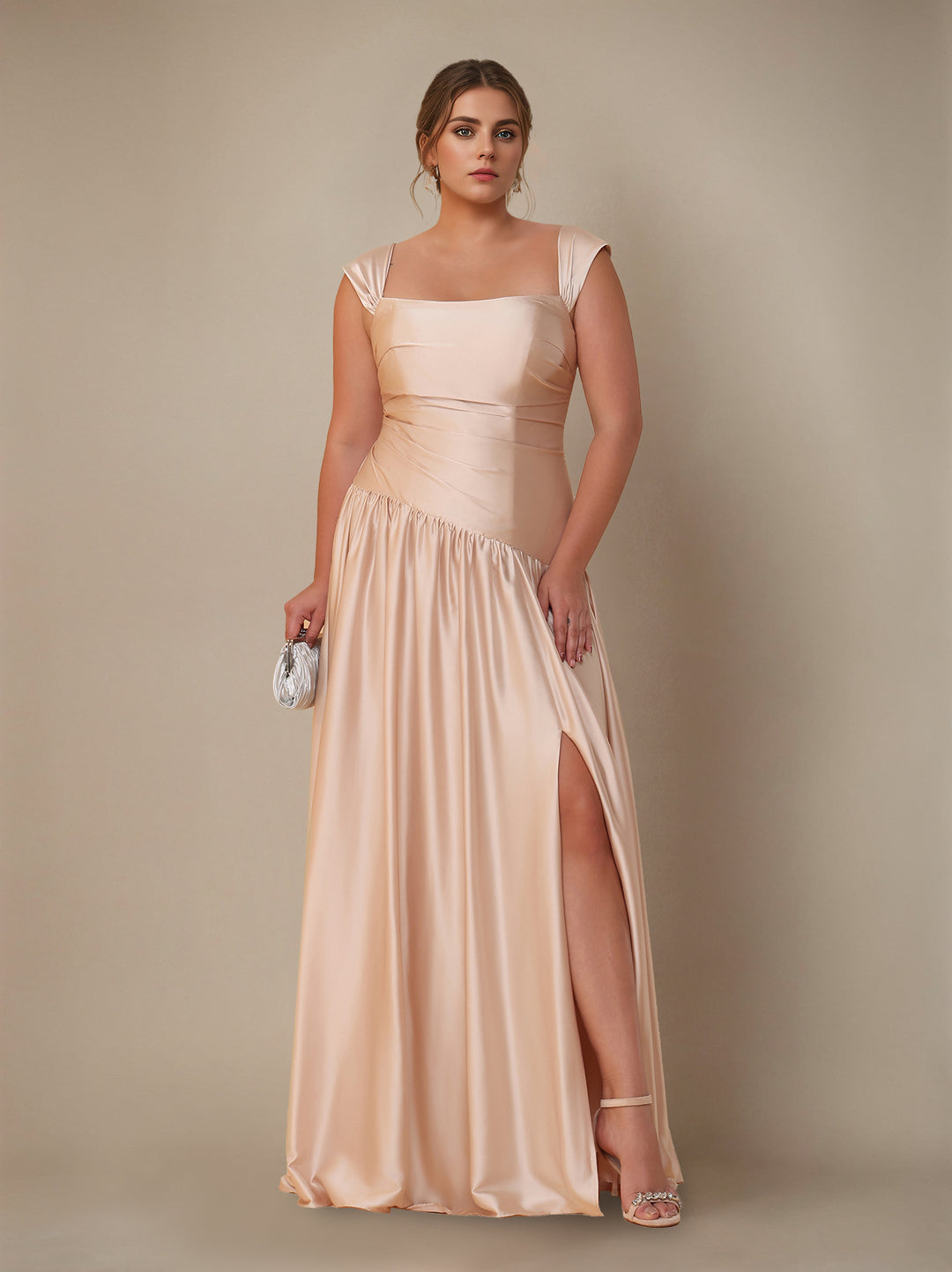 2026 Classic Bridesmaid Dresses Women's A-Line Off-the-Shoulder Sleeveless Floor-Length Silk Satin Formal Wedding Guest Evening Ball Gowns, As Pic