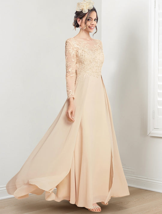 A-Line/Princess Jewel Neck Floor-Length Mother of the Bride Dresses
